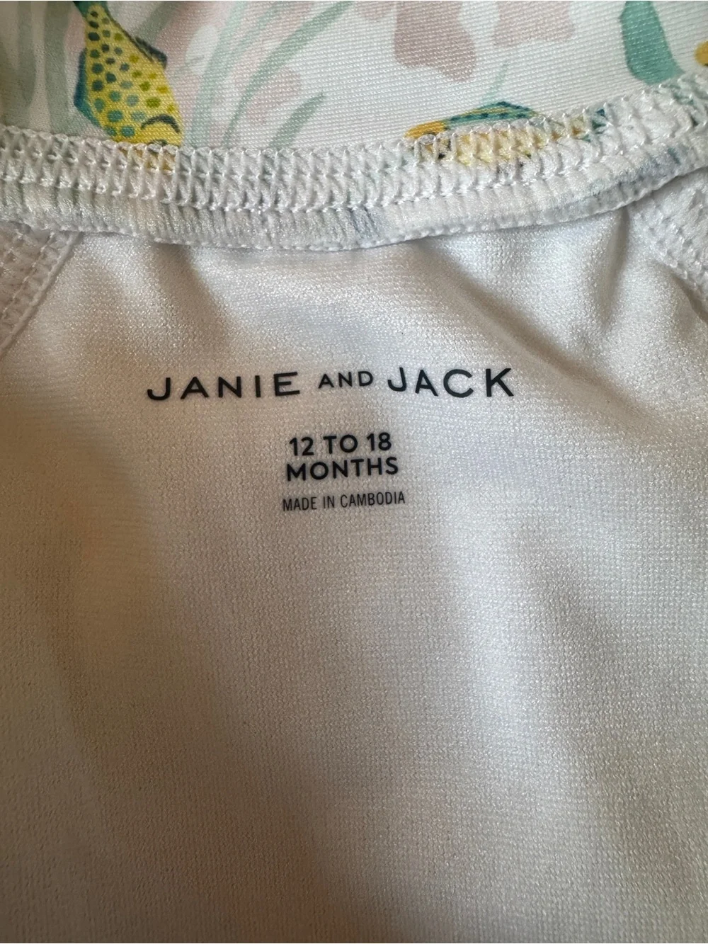 Janie and Jack White Long-Sleeve One-Piece Swim Suit with Multicolor Fish
